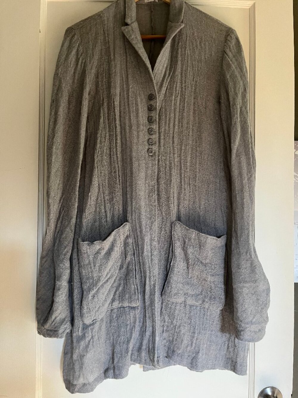 LA Designer Hazel Brown Sheer Grey Wool Jacket Cardigan